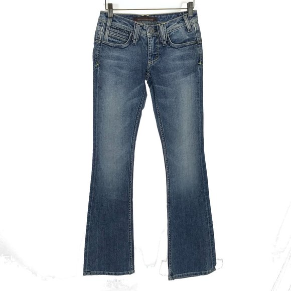 NWT Womens Size 24 Yanuk Utopia Embroidered Vintage Wash Bootcut Denim Jeans - Picture 1 of 4